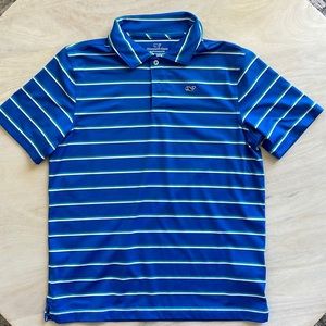 EUC VINEYARD VINES performance polo SZ M blue / white green stripe